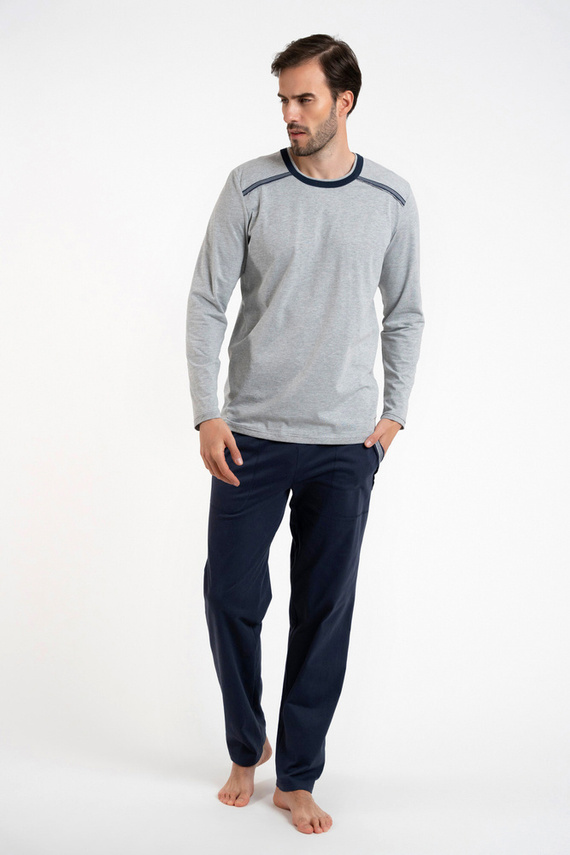 Zbyszek Pánske pyžamo s dlhým rukávom, dlhé nohavice Italian Fashion - melange