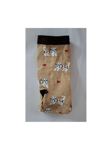 0200.196 Malé mačky a srdiečka Milena - dámske ponožky, béžová
