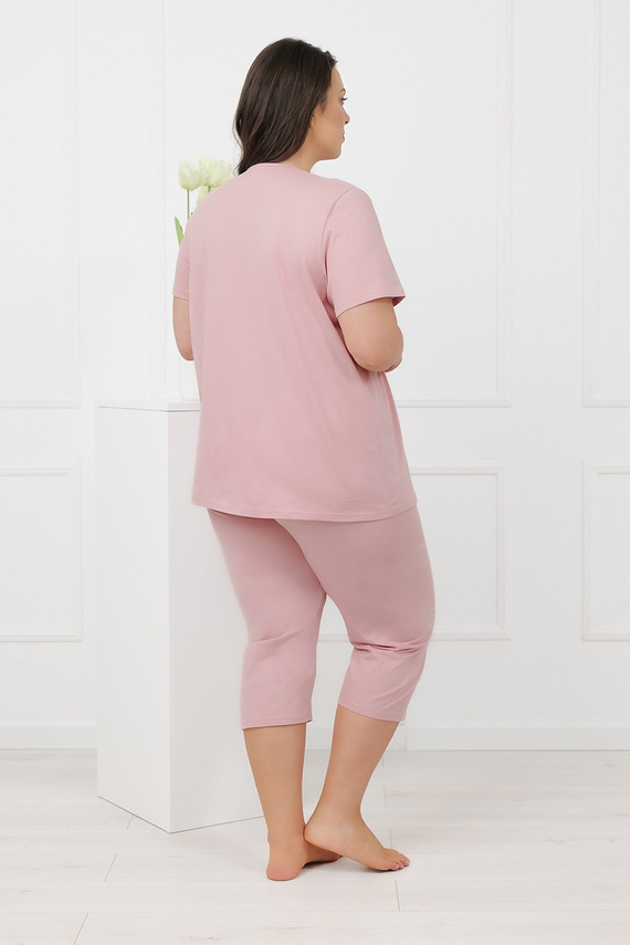 Hemaria Italian Fashion dámska bavlnená pižama 3/4 plus size ružová