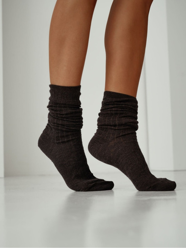 Podkolienky 1627-001 Milena hnedé - vlnené, rebrované, netlakové