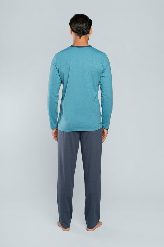 Lion Pánske pyžamo s dlhým rukávom, nohavice Italian Fashion - červená/grafitová