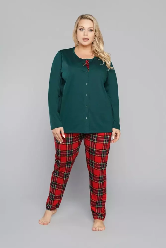 Zorza dámske pyžamo s dlhým rukávom, nohavice Talianska móda - červená/potlač