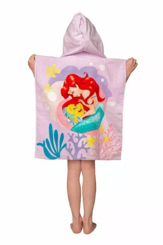 Detské pončo Ariel Mermaid ružová Disney uterák s kapucňou Jf24 Na bazén, pláž, kúpeľ Jerry Látky