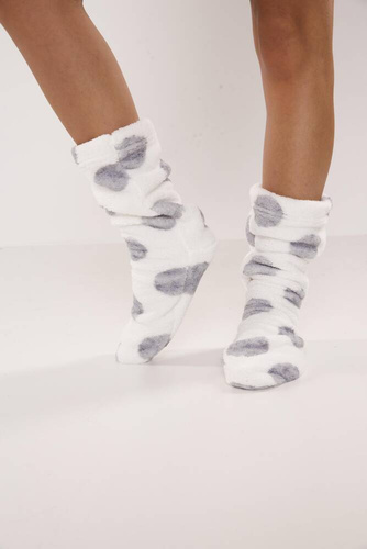 553/554 Wellsoft hladké ponožky na spanie De Lafense - ecru veľké kruhy