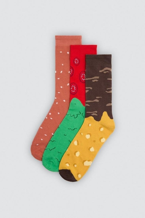 Ysabel Mora 17501 Sock Burger Pánske a dámske bavlnené ponožky 3 páry Darček