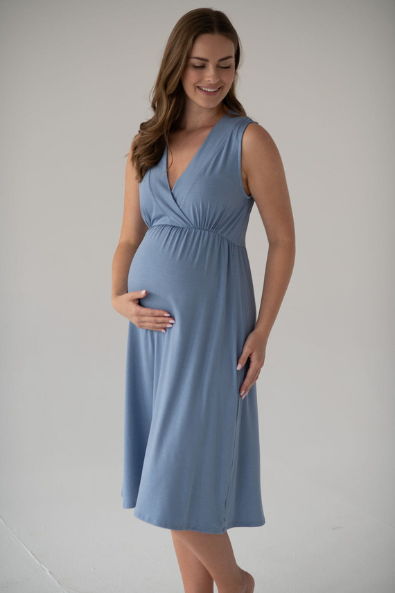 Star Light koszula nocna ciążowa i do karmienia z bambusa Milk&Love błękitny