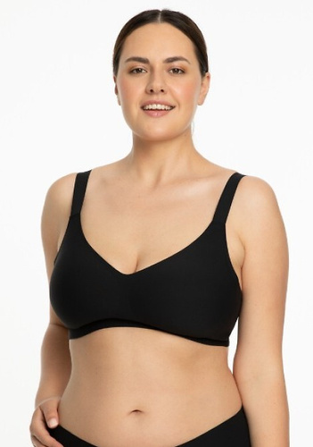 Jelly Bra Comfort Julimex black beige - podprsenka bez kostice pre veľké prsia