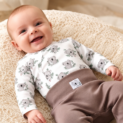 ABN-5201 Body zavinovacie Nini Sweet Koala biele 100 % organická bavlna