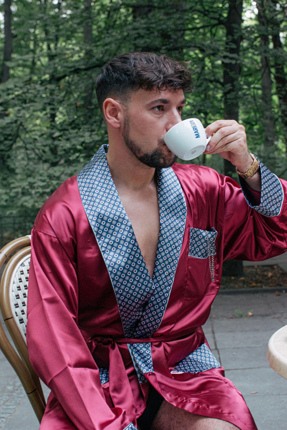 940 Forex pánsky saténový župan - bordový