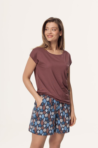 Dámske pyžamo Matilda PI71 Mefemi by Nipplex brown - viskóza, bavlnené šortky