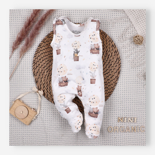 ABN-5537 Nini Happy Animals detské dupačky z organickej bavlny - bezniklové patentky, hypoalergénne, poľská výroba