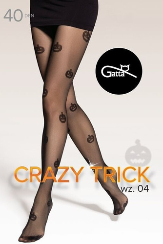 Pančuchy Crazy Trick wz.04 40 den Gatta black- Halloween, tekvice, elastický pás