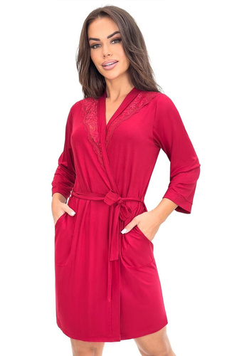 Dámsky župan Sonia Donna s čipkou | viskóza | rukáv 7/8 | viazanie