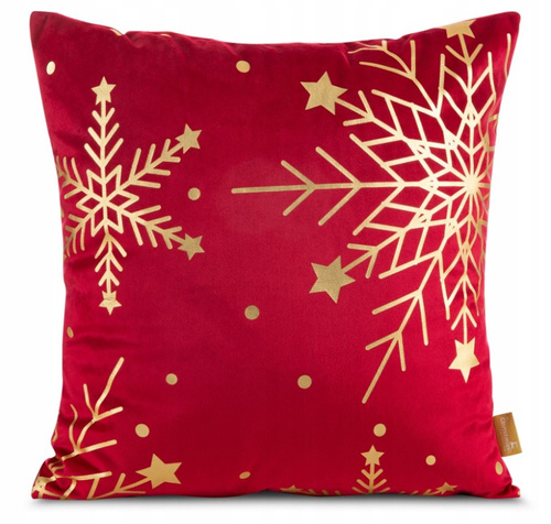 Chp 237 Vianočná velúrová obliečka na vankúš Eurofirany červená - mäkká, elegantná dekorácia