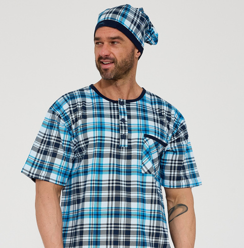 Cornette 109/38– pánska nočná košeľa 100% bavlna, krátky rukáv, gombíky a vrecko