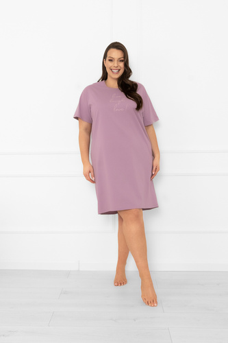 Dámska nočná košeľa Ksara - krátky rukáv, bavlna Italian Fashion - heather