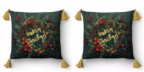 5377 Veselé Vianoce Dekoračné vianočné obliečky na vankúš Detexpol- zip