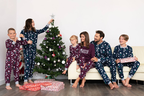 Ava Dámske pyžamo s dlhými rukávmi a nohavicami Italian Fashion - tmavomodrá potlač