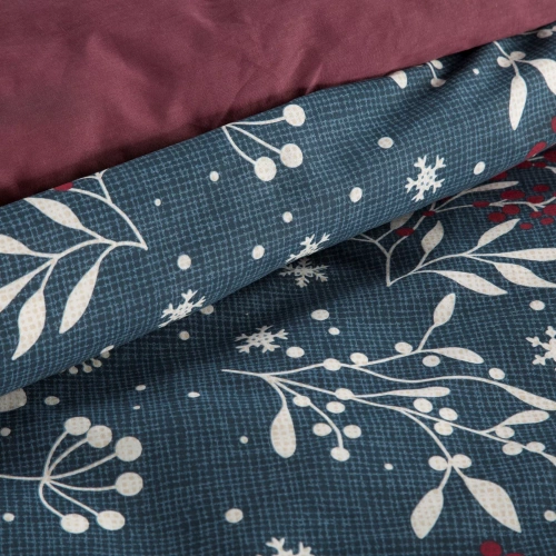 Kristy Vianočné posteľné prádlo Eurofirany navy blue/bordeaux - ranforce bavlna, obojstranné