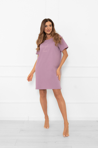 Dámska nočná košeľa Ksara - krátky rukáv, bavlna Italian Fashion - heather