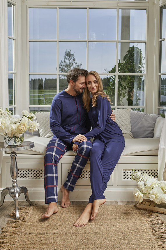 Song Dámske pyžamo s dlhým rukávom a dlhými nohavicami Italian Fashion - tmavomodré