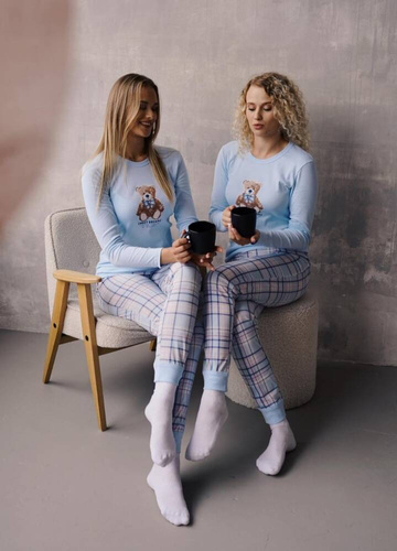 Katrin Dámske pyžamo s dlhým rukávom a dlhými nohavicami Italian Fashion - modrá/print