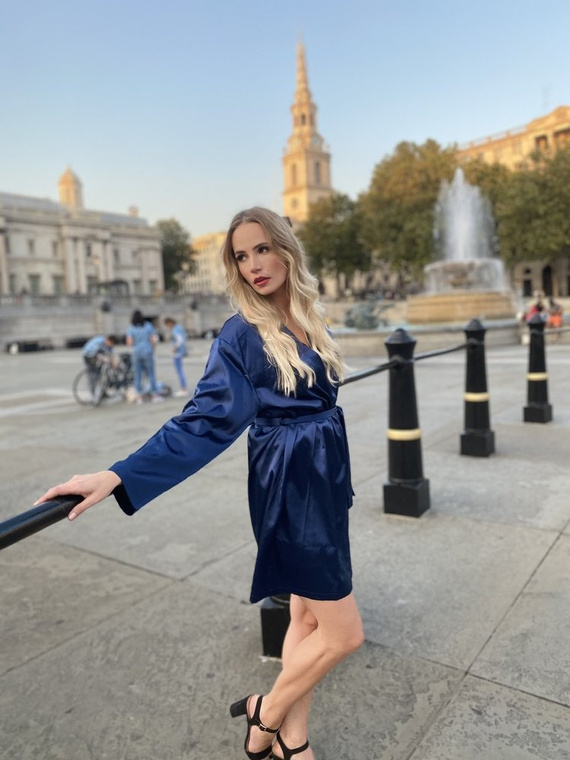 797 Klasický dámsky župan Forex - tmavomodrý