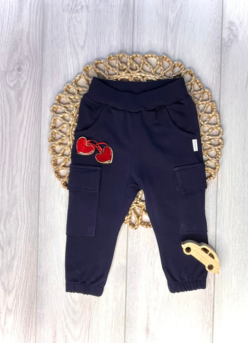 Detské joggery Mamatti SJ05 tmavomodré – pohodlné bavlnené nohavice