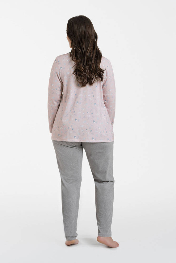 Simona Dámske pyžamo s dlhým rukávom a dlhé nohavice Italian Fashion - potlač/melanžová