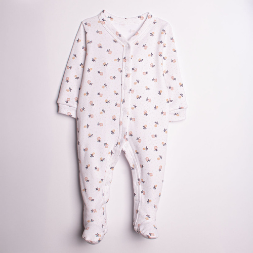 220031 Dojčenský overal Nicol 100% bavlna kvety s nožičkami