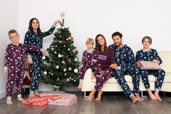 Ava Dámske pyžamo a nohavice s dlhým rukávom Italian Fashion - potlač bordová