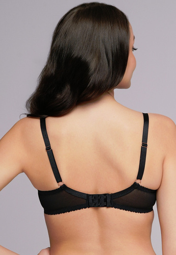 2256 Ava Maxi čierna podprsenka s polovičnými košíčkami - Push-Up efekt, dokonalý dekolt, hladké mikrovlákno + čipka | Design K-2256