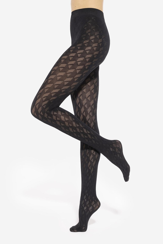 Loretta 155 Gatta dámske pančuchy - geometrický vzor, 50 den, matné - nero