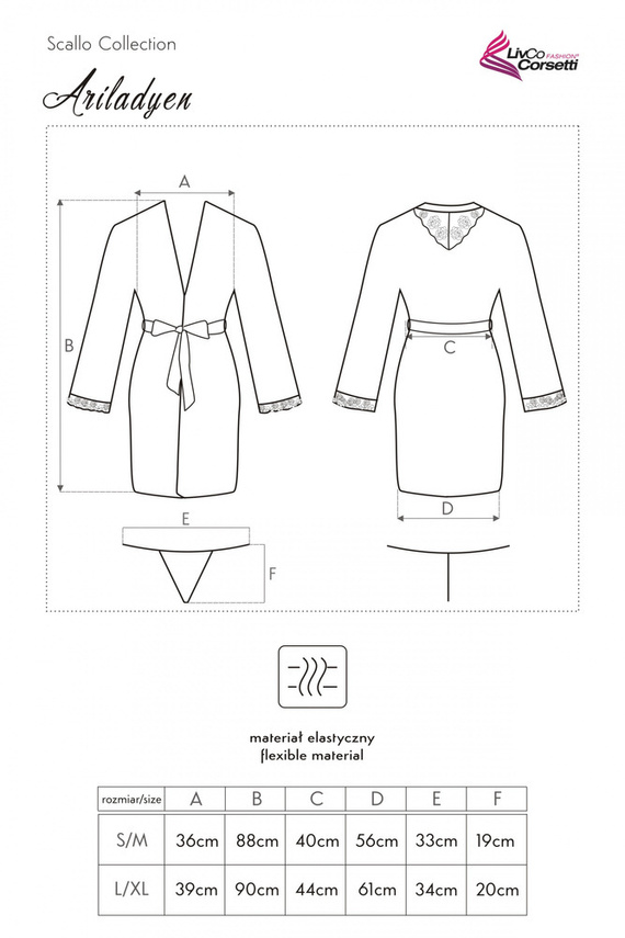 Ariladyen Black LC 90568 Scallo Collection dámsky župan LivCo Corsetti