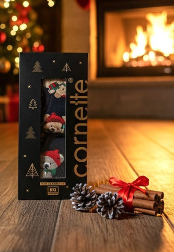 914/02 Cornette pánska vianočná súprava Teddy - boxerky a ponožky, bavlna