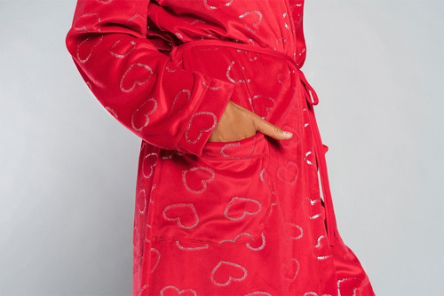 Elixir Dámsky župan s vreckami Italian Fashion - červená/potlač