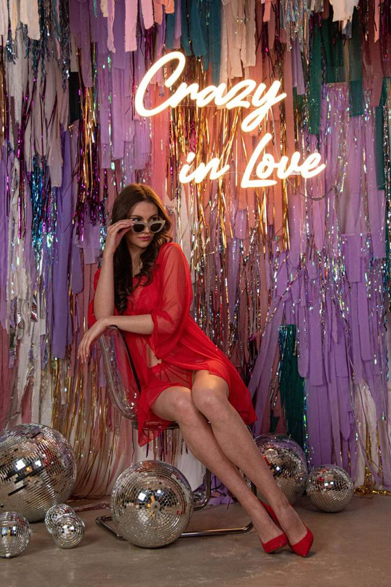 634 Nočná košeľa bez ramienok Florence + tangá Forex - červená