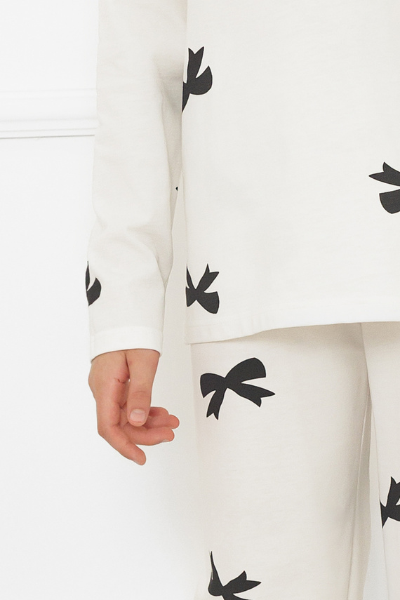 Dievčenské pyžamo Fiocca- ecru, bavlna, dlhý rukáv a nohavice Talianska móda