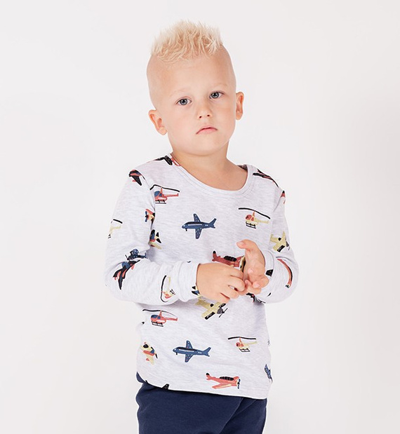 219138 Willy Nicol detská blúzka sivá z bavlny s dlhým rukávom