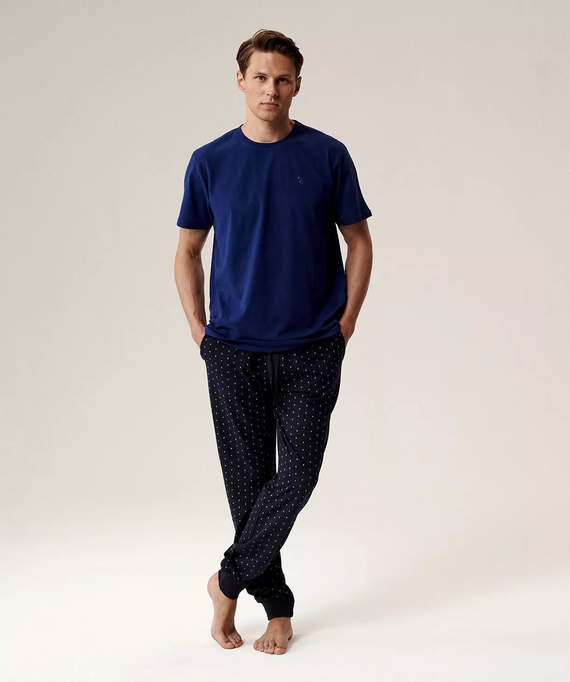 Pánske pyžamo NMP-388 Atlantic blue - bavlna, krátky rukáv