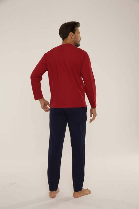 683 Kevin Forex Pánske pyžamo - bordová - tmavomodrá