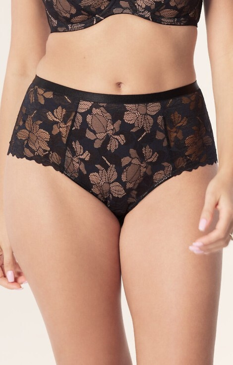 Hanna Mefemi Highwaist nohavičky - čipka, béžová sieťovina, elegantné