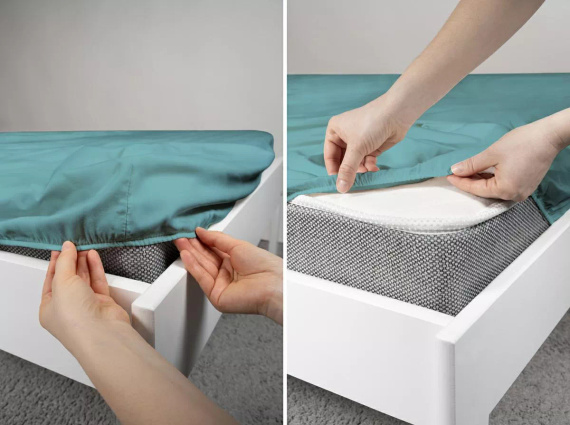 Mikrosaténové prestieradlo s gumou Poly Detexpol hladké turquoise