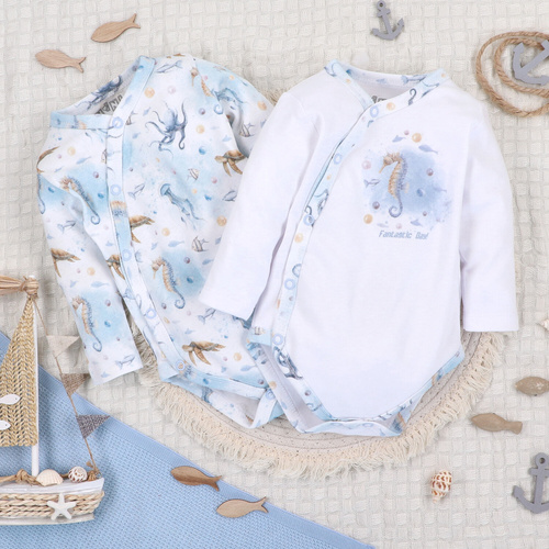 ABN-5441 Sea Of Joy Nini obálkové body modré - organická bavlna, pre dojčatá