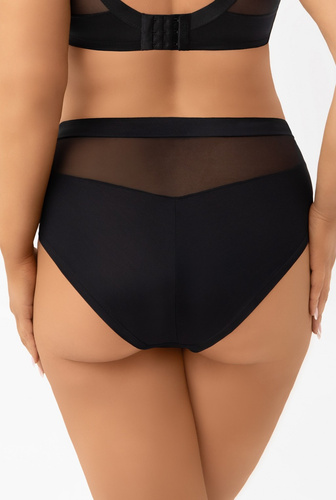 Dámske nohavičky F002 Lilu Gorsenia čierna - vysoký pás, výšivka, komfort