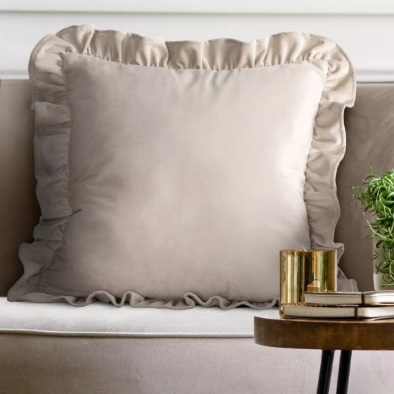 Obliečka Brenda 45x45 šalviová zamat s volánom beige