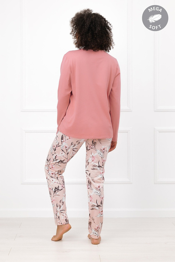 Italian Fashion Kafelia dámska pyžama Mega Soft dlhá kvetinová s mašličkou