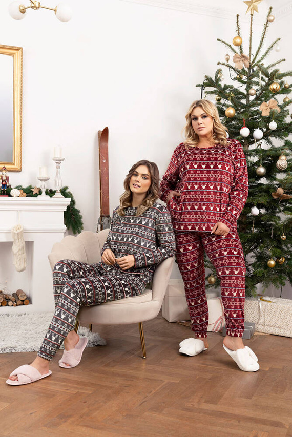 Island Fleece Dámska súprava Italian Fashion - bordová potlač