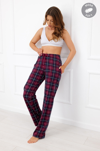 Italian Fashion Alana dámske dlhé bavlnené nohavice Mega Soft káro