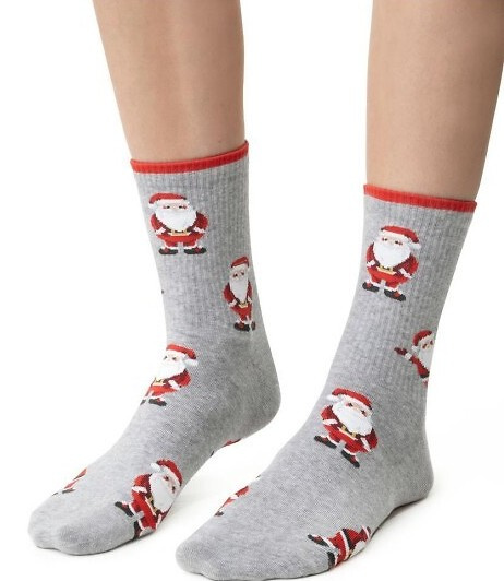 ART.136 Dámske vianočné ponožky Steven melange šedé 141- bavlnené, teplé, zimný vzor